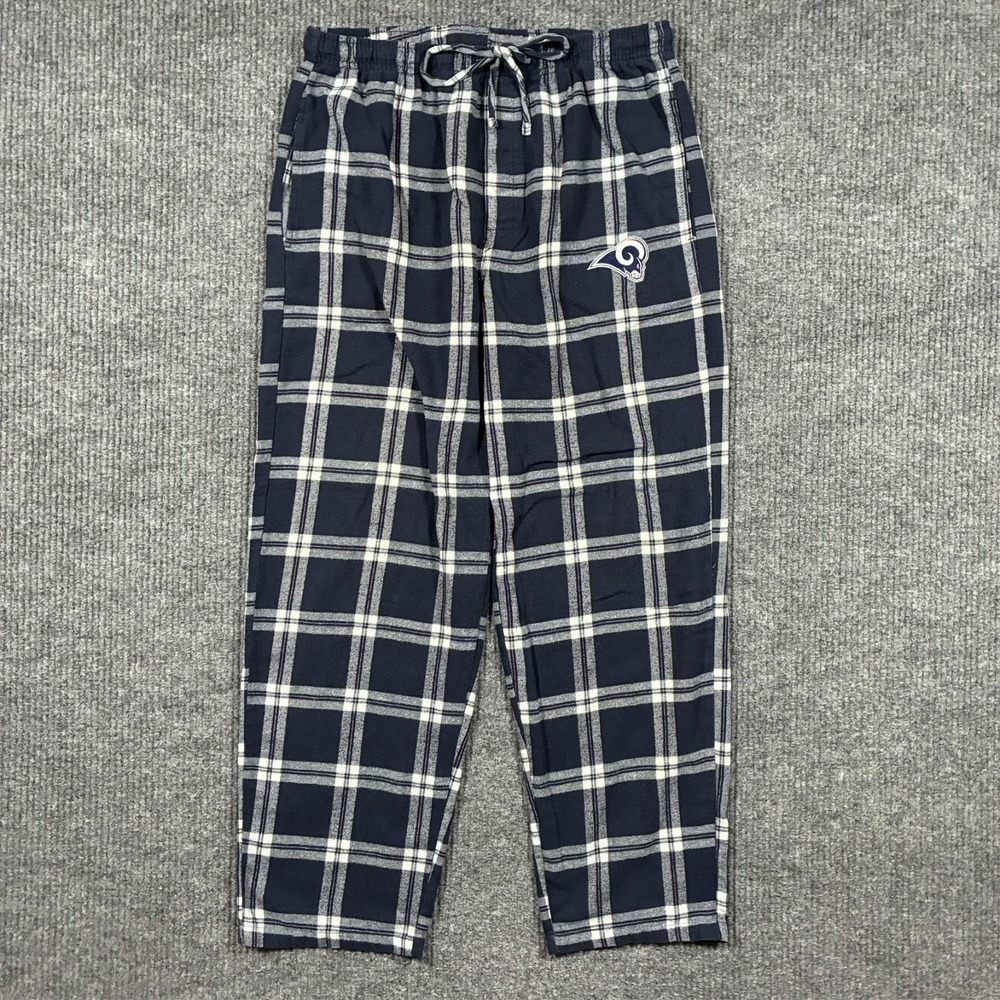NFL Los Angeles Rams Mens Pajama Pants Size M Navy Plaid Team‎ Apparel Lounge